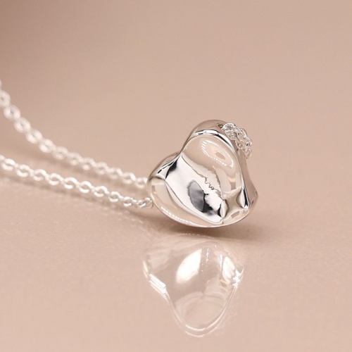 Silver Plated Wavy Surface Heart Necklace by Peace of Mind